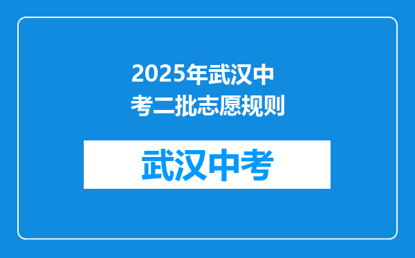 2025年武汉中考二批志愿规则