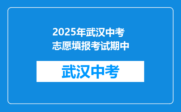 2025年武汉中考志愿填报考试期中
