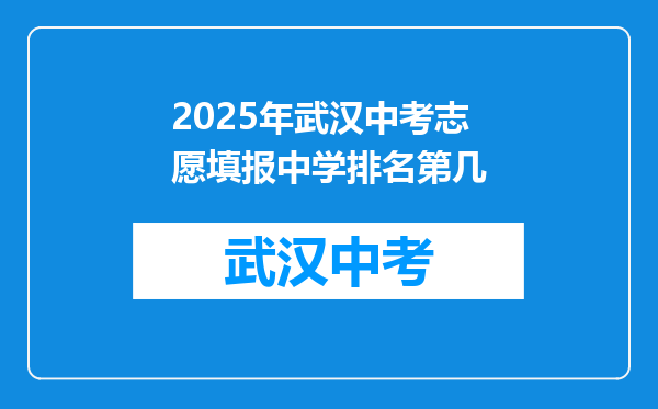 2025年武汉中考志愿填报中学排名第几