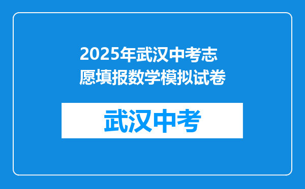 2025年武汉中考志愿填报数学模拟试卷