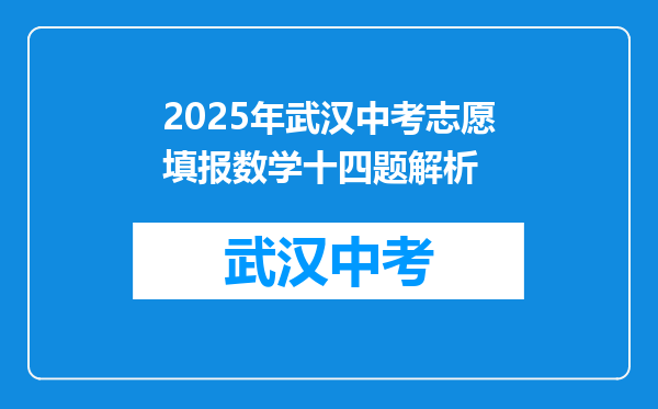 2025年武汉中考志愿填报数学十四题解析