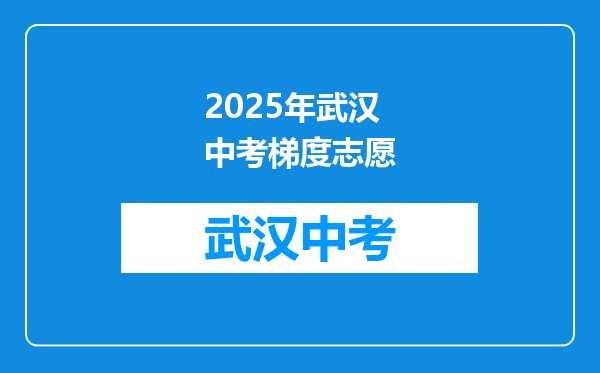 2025年武汉中考梯度志愿