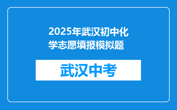 2025年武汉初中化学志愿填报模拟题