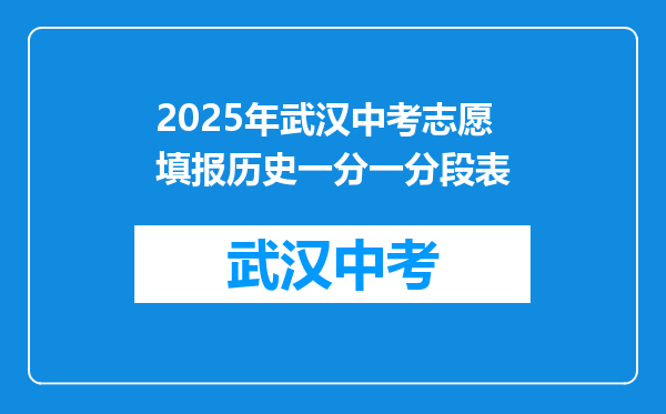 2025年武汉中考志愿填报历史一分一分段表