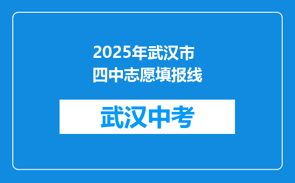 2025年武汉市四中志愿填报线