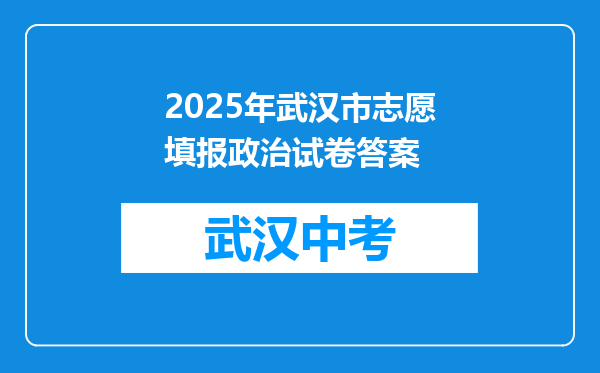 2025年武汉市志愿填报政治试卷答案