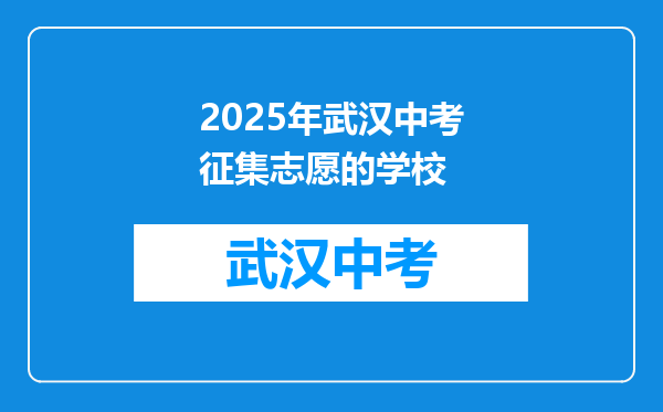 2025年武汉中考征集志愿的学校