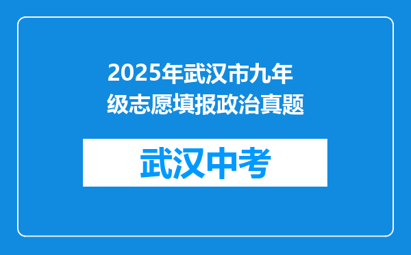 2025年武汉市九年级志愿填报政治真题