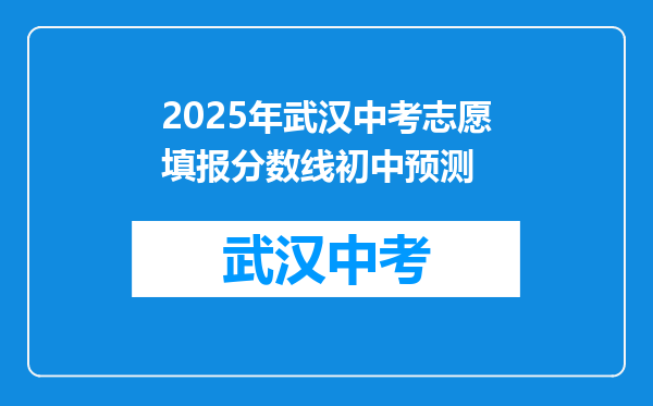 2025年武汉中考志愿填报分数线初中预测