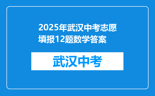 2025年武汉中考志愿填报12题数学答案