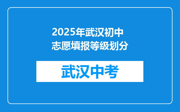 2025年武汉初中志愿填报等级划分