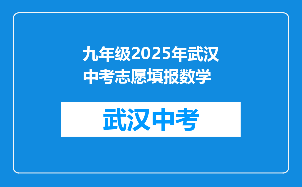 九年级2025年武汉中考志愿填报数学