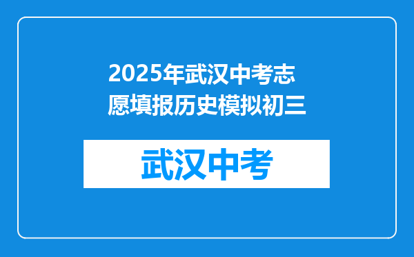 2025年武汉中考志愿填报历史模拟初三