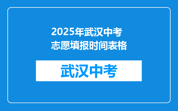 2025年武汉中考志愿填报时间表格