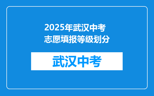 2025年武汉中考志愿填报等级划分