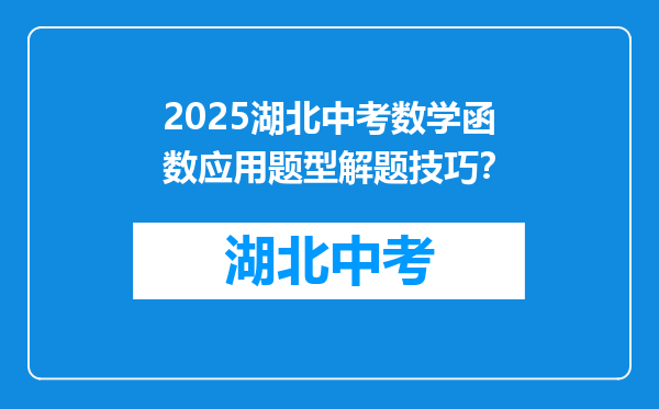 2025湖北中考数学函数应用题型解题技巧？