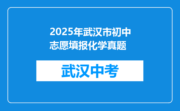 2025年武汉市初中志愿填报化学真题