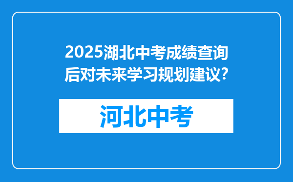 2025湖北中考成绩查询后对未来学习规划建议？