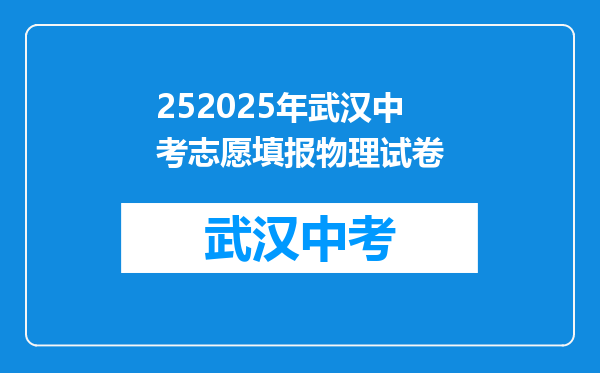 252025年武汉中考志愿填报物理试卷