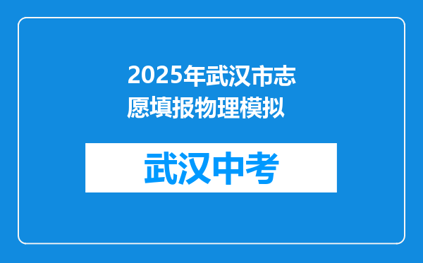 2025年武汉市志愿填报物理模拟