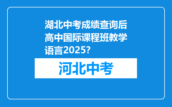 湖北中考成绩查询后高中国际课程班教学语言2025？