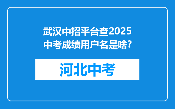 武汉中招平台查2025中考成绩用户名是啥？