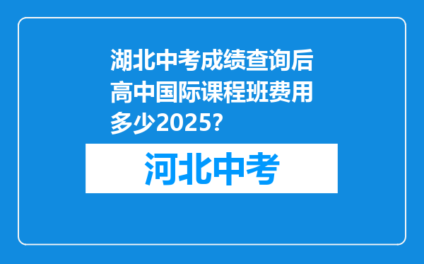 湖北中考成绩查询后高中国际课程班费用多少2025？