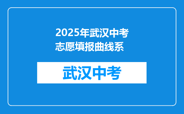 2025年武汉中考志愿填报曲线系