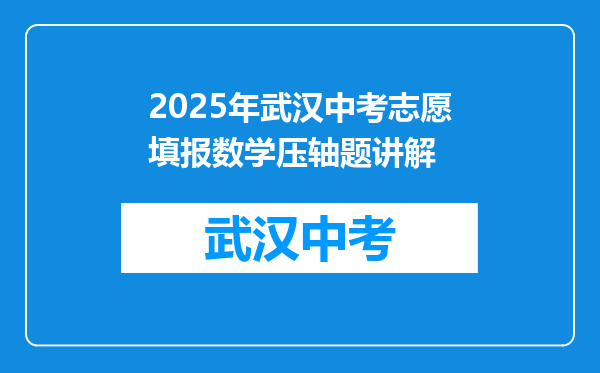 2025年武汉中考志愿填报数学压轴题讲解