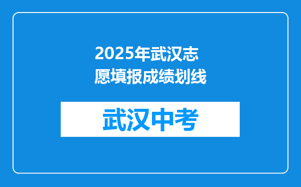 2025年武汉志愿填报成绩划线