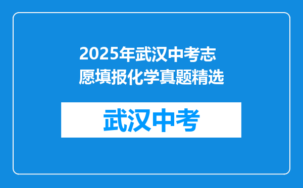 2025年武汉中考志愿填报化学真题精选