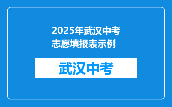 2025年武汉中考志愿填报表示例