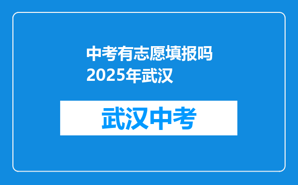 中考有志愿填报吗2025年武汉