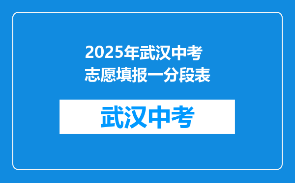 2025年武汉中考志愿填报一分段表