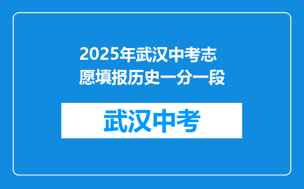 2025年武汉中考志愿填报历史一分一段
