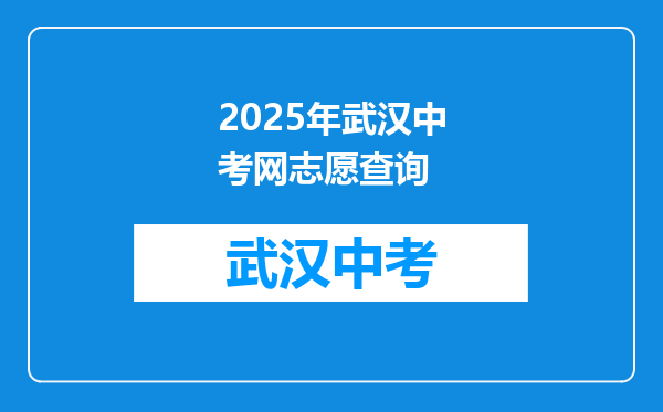2025年武汉中考网志愿查询