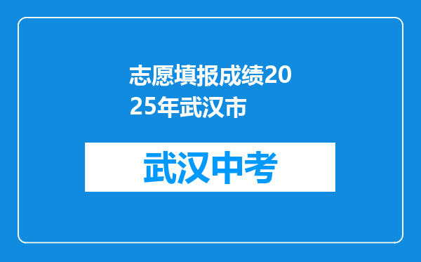 志愿填报成绩2025年武汉市
