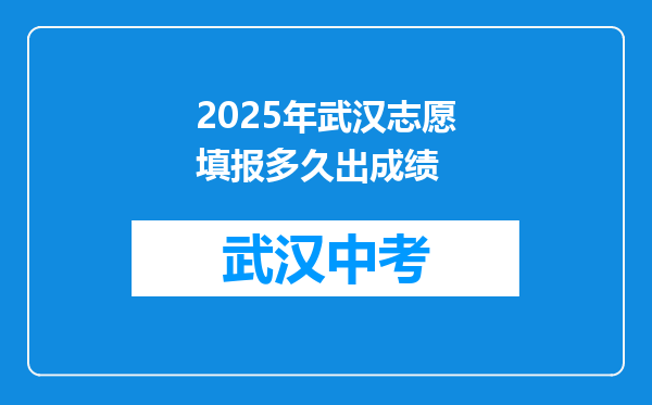 2025年武汉志愿填报多久出成绩