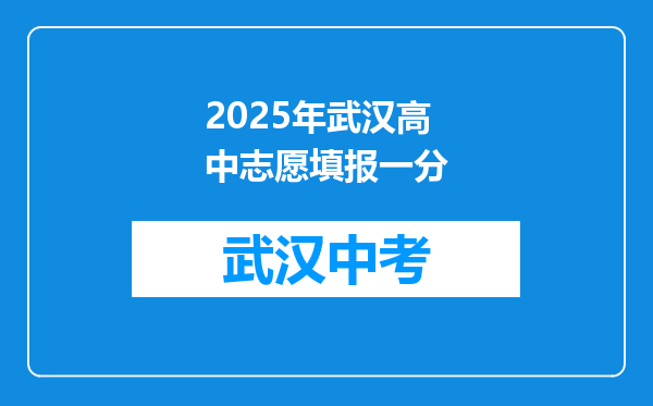 2025年武汉高中志愿填报一分