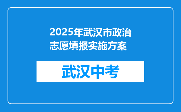 2025年武汉市政治志愿填报实施方案