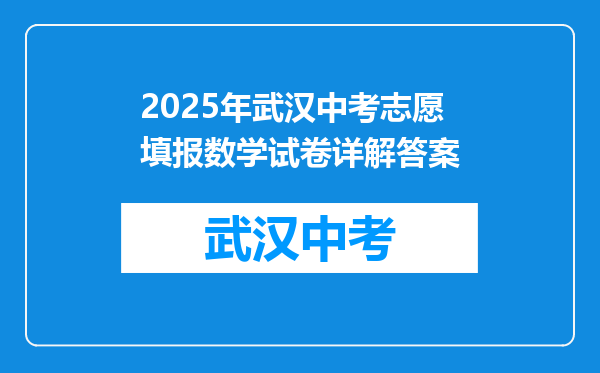 2025年武汉中考志愿填报数学试卷详解答案