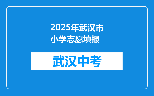 2025年武汉市小学志愿填报