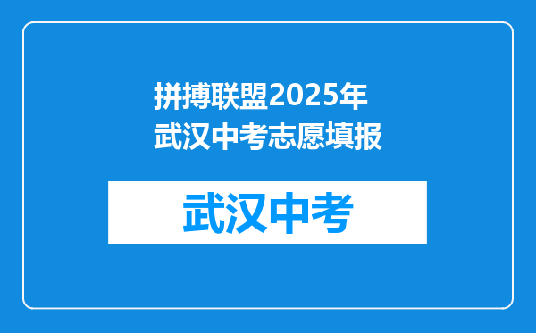 拼搏联盟2025年武汉中考志愿填报