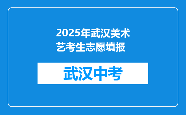 2025年武汉美术艺考生志愿填报