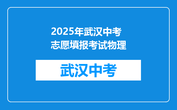 2025年武汉中考志愿填报考试物理