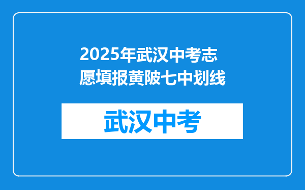 2025年武汉中考志愿填报黄陂七中划线