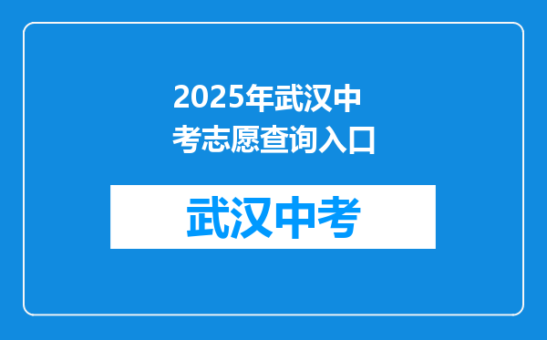 2025年武汉中考志愿查询入口