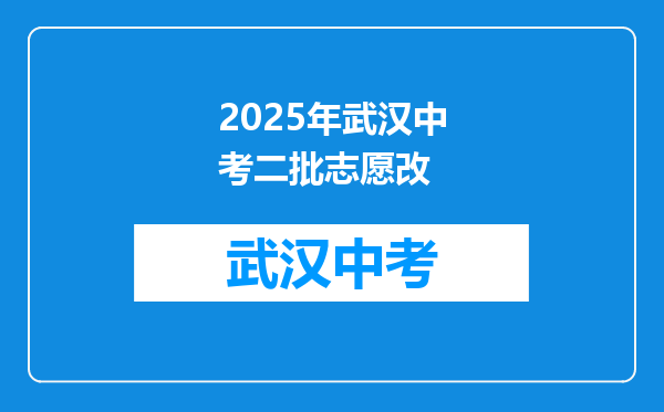 2025年武汉中考二批志愿改