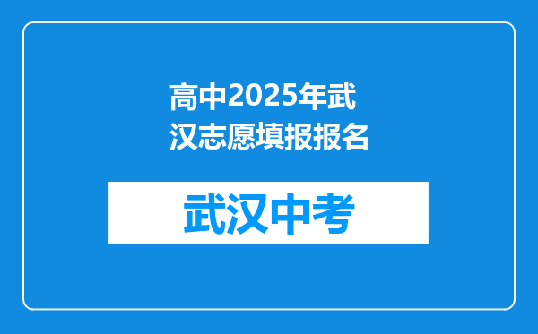 高中2025年武汉志愿填报报名