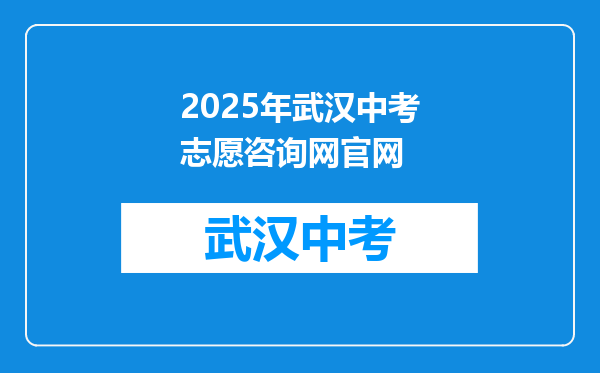 2025年武汉中考志愿咨询网官网